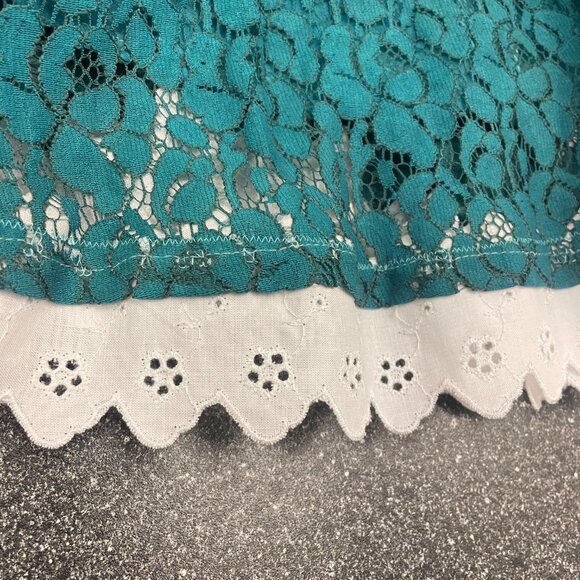 Hollister mini lace dress in turquoise with white lace trim - Picture 6 of 7